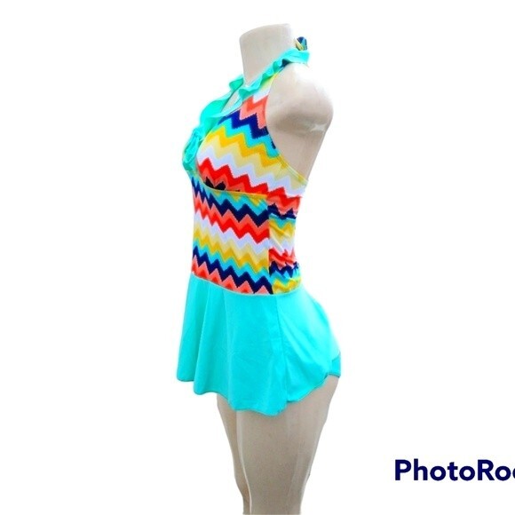 Teal Blue Tanki Swimsuit L - Picture 4 of 6